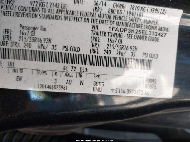 Aukcja sprzedaży 2014 Ford Focus Se, vin: 1FADP3K25EL332427, numer aukcji: 45389169