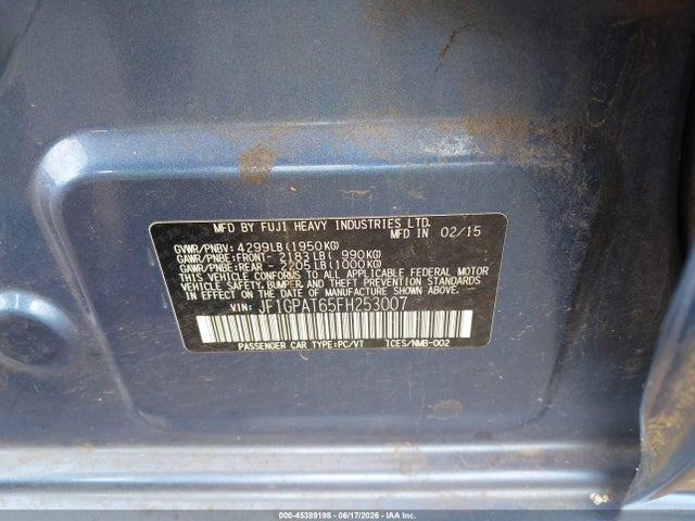 Aukcja sprzedaży 2015 Subaru Impreza 2.0i Sport Premium, vin: JF1GPAT65FH253007, numer aukcji: 45389198