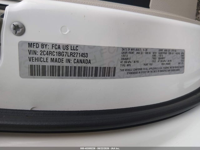 Auction sale of the 2020 Chrysler Pacifica Touring L, vin: 2C4RC1BG7LR271453, lot number: 45389226