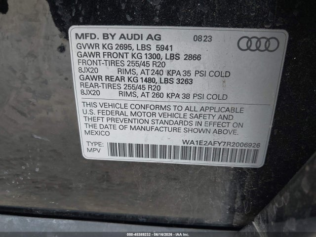 WA1E2AFY7R2006926 Audi Q5 Premium Plus 55 Tfsi E S Line Quattro S Tronic