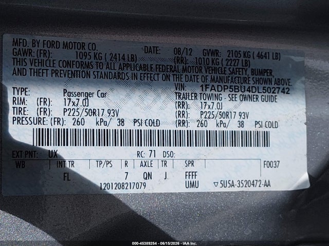 Продаж на аукціоні авто 2013 Ford C-max Hybrid Sel, vin: 1FADP5BU4DL502742, номер лоту: 45389254