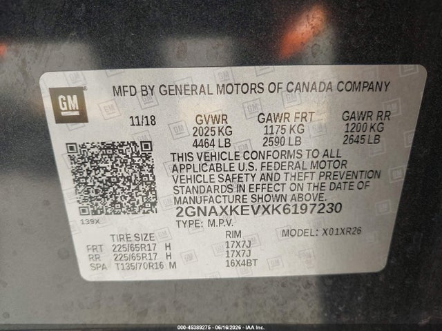 Chevrolet EQUINOX LT 2019 2GNAXKEVXK6197230 Image 9