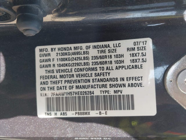 Honda CR-V EX 2017 7FARW1H57HE026284 Image 9
