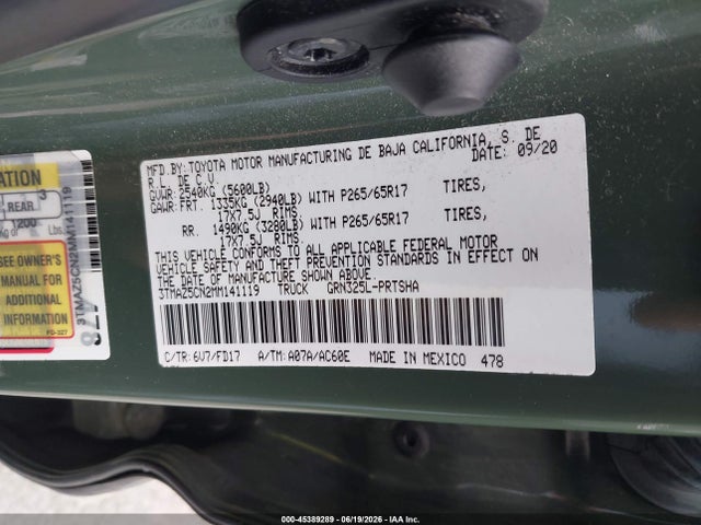 3TMAZ5CN2MM141119 Toyota Tacoma Trd Sport