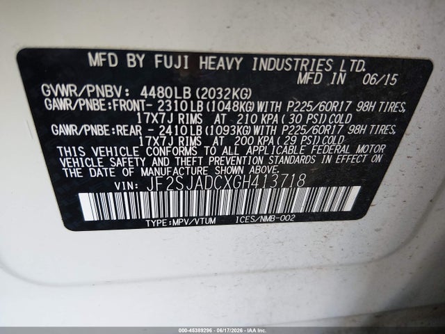Subaru Forester 2.5i Premium 2016 JF2SJADCXGH413718 Image 9