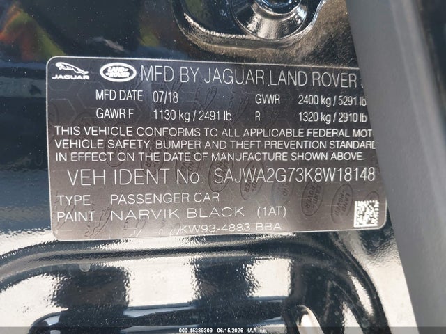 SAJWA2G73K8W18148 Jaguar Xj Xj50 V6/xjl Portfolio