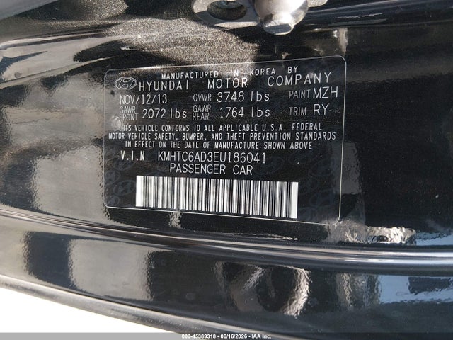 Hyundai Veloster Base W/black 2014 KMHTC6AD3EU186041 Image 9