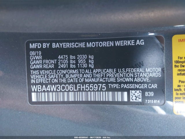 WBA4W3C06LFH55975 BMW 430I