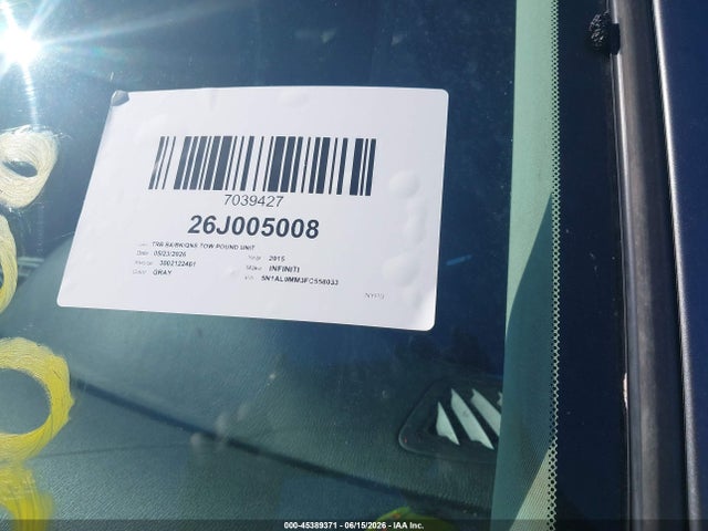 Aukcja sprzedaży 2015 Infiniti Qx60, vin: 5N1AL0MM3FC558033, numer aukcji: 45389371