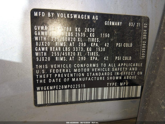 WVGKMPE28MP022515 Volkswagen ID.4 PRO S