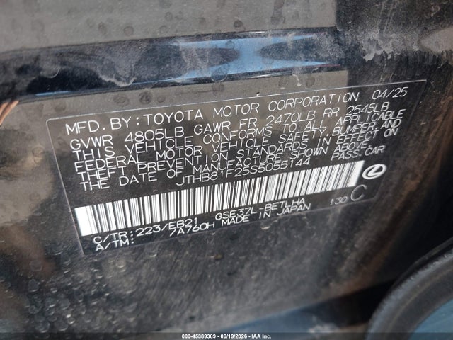 Продажа на аукционе авто 2025 Lexus Is 300 F Sport Design, vin: JTHB81F25S5055144, номер лота: 45389389