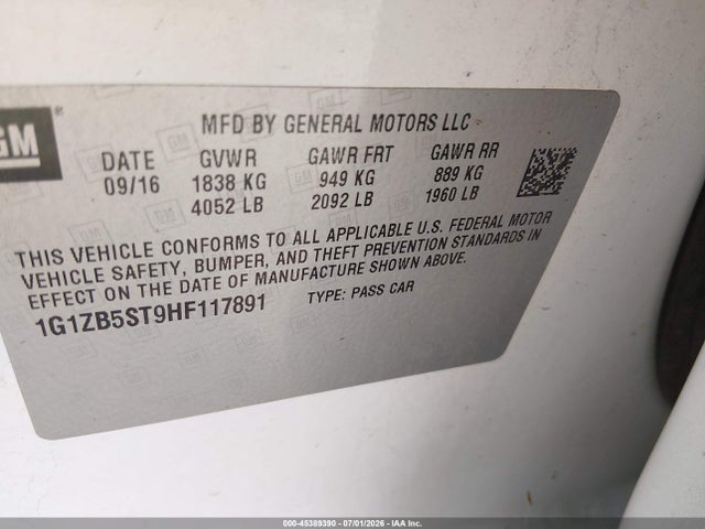 1G1ZB5ST9HF117891 Chevrolet MALIBU LS