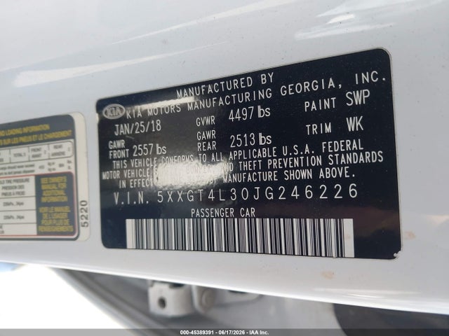 KIA Optima S 2018 5XXGT4L30JG246226 Image 9