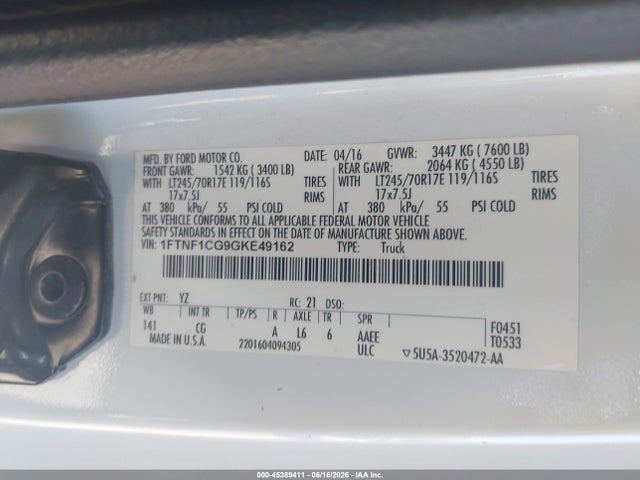 Ford F-150 Xl 2016 1FTNF1CG9GKE49162 Image 9