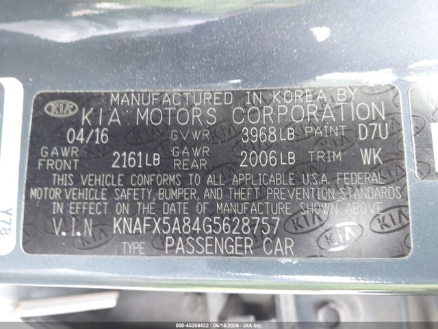 Aukcja sprzedaży 2016 Kia Forte Ex, vin: KNAFX5A84G5628757, numer aukcji: 45389432