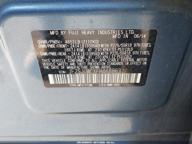 Subaru Forester 2.0xt Touring 2015 JF2SJGWCXFH468863 Image 9