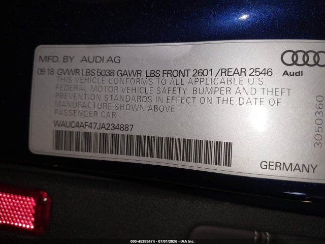 Audi S4 3.0t Premium Plus 2018 WAUC4AF47JA234887 Image 9