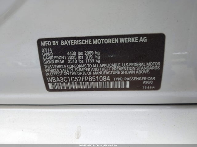 Aukcja sprzedaży 2015 Bmw 328i, vin: WBA3C1C52FP851084, numer aukcji: 45389479