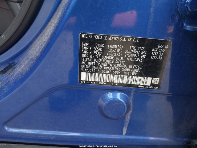 Honda HR-V LX 2018 3CZRU5H30JM715604 Image 9