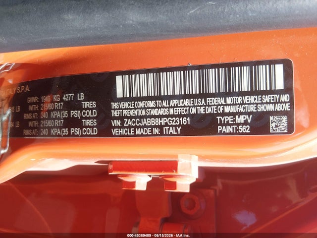ZACCJABB8HPG23161 Jeep Renegade Latitude Fwd