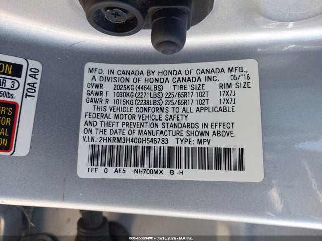 Honda CR-V SE 2016 2HKRM3H40GH546783 Image 9