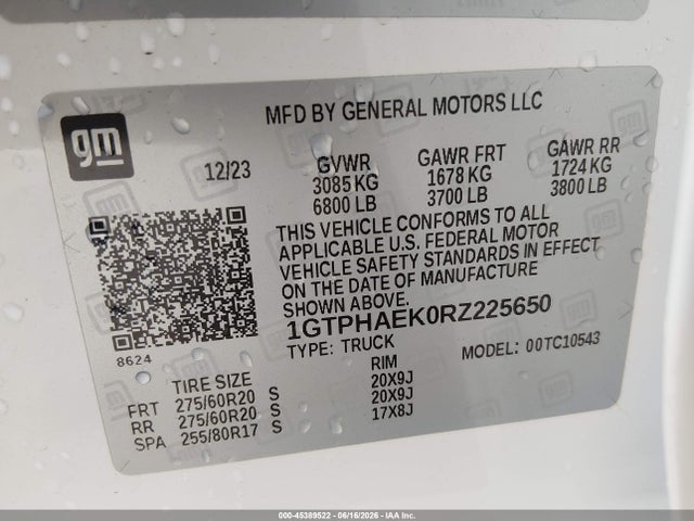 Auction sale of the 2024 Gmc Sierra 1500 2wd  Short Box Pro, vin: 1GTPHAEK0RZ225650, lot number: 45389522