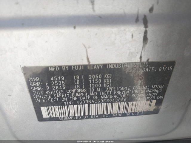Subaru Legacy 2.5i Premium 2015 4S3BNAC69F3043856 Image 9