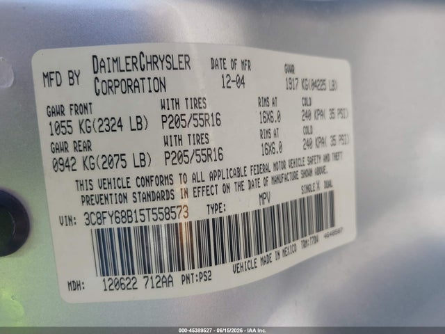 Aukcja sprzedaży 2005 Chrysler Pt Cruiser Limited, vin: 3C8FY68B15T558573, numer aukcji: 45389527