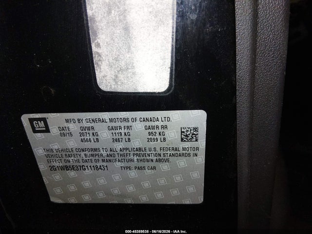 Chevrolet Impala Limited Lt 2016 2G1WB5E37G1118431 Image 9