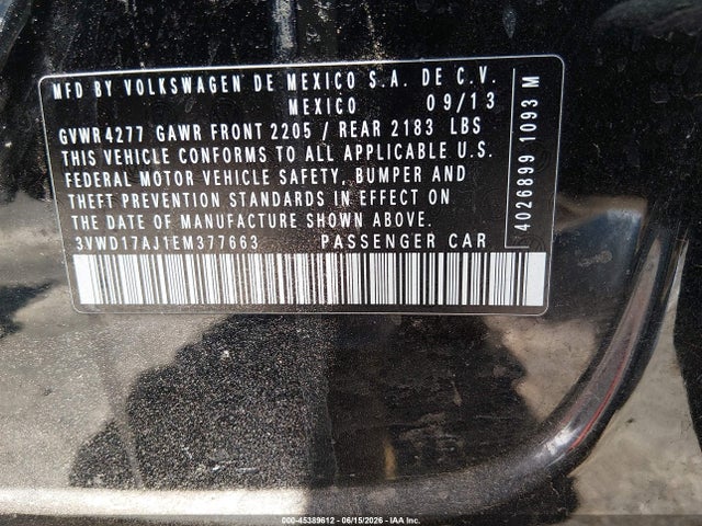3VWD17AJ1EM377663 Volkswagen Jetta 1.8t Se
