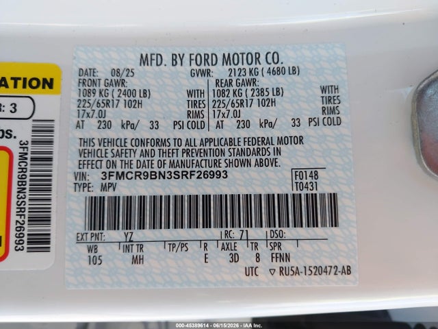 3FMCR9BN3SRF26993 Ford Bronco Sport Big Bend
