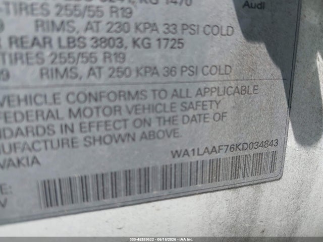 WA1LAAF76KD034843 Audi Q7 55 Premium/55 Se Premium