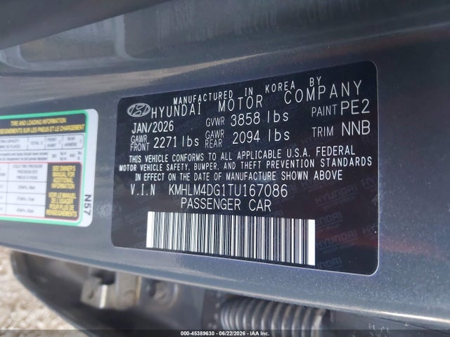 Продажа на аукционе авто 2026 Hyundai Elantra Sel Sport, vin: KMHLM4DG1TU167086, номер лота: 45389630