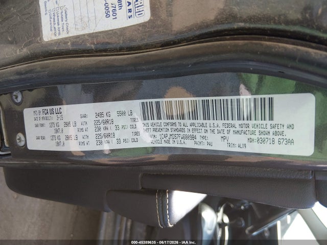 2015 Jeep Cherokee Limited მანქანა იყიდება აუქციონზე, vin: 1C4PJMDS7FW680984, აუქციონის ნომერი: 45389635