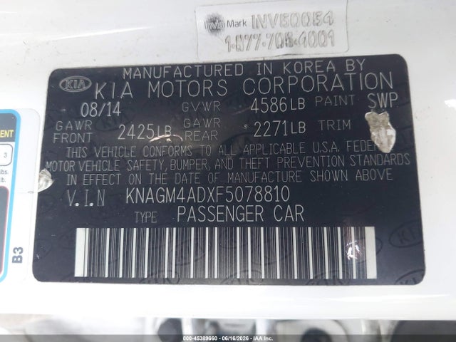 KIA OPTIMA HYBRID 2015 KNAGM4ADXF5078810 Image 9