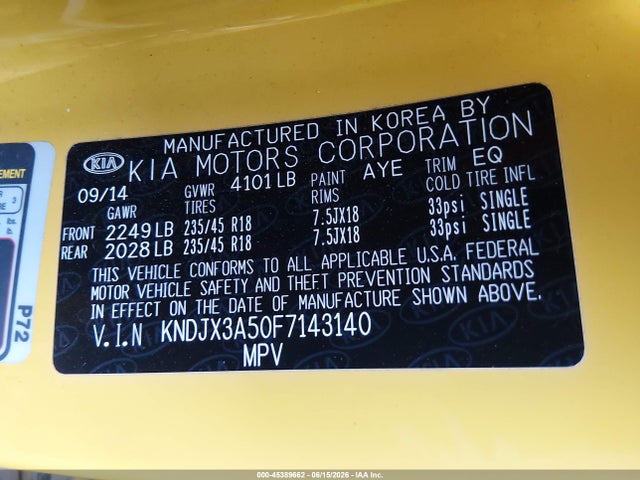 KIA Soul ! 2015 KNDJX3A50F7143140 Image 9