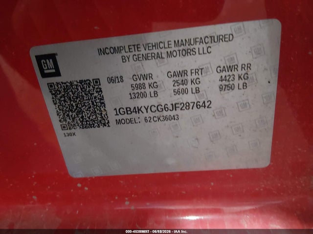1GB4KYCG6JF287642 Chevrolet Silverado 3500hd Chassis Wt