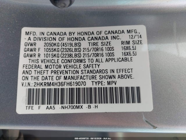 Honda CR-V LX 2015 2HKRM4H36FH619070 Image 9