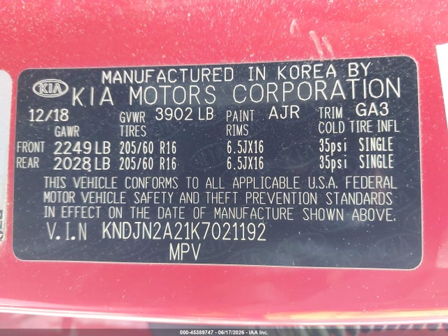 KIA Soul 2019 KNDJN2A21K7021192 Image 9