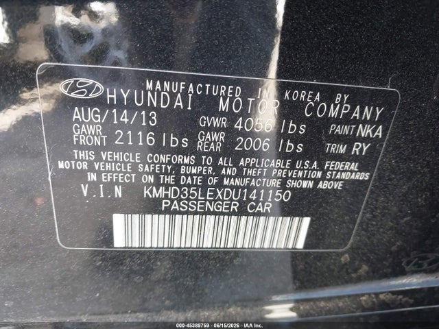 Aukcja sprzedaży 2013 Hyundai Elantra Gt, vin: KMHD35LEXDU141150, numer aukcji: 45389759
