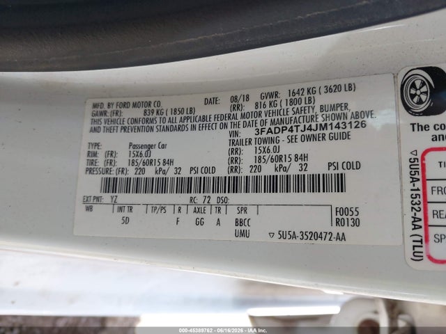 Ford FIESTA S 2018 3FADP4TJ4JM143126 Image 9