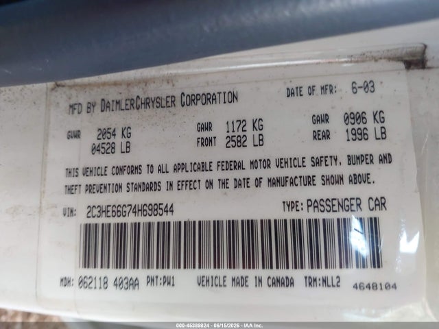 Aukcja sprzedaży 2004 Chrysler 300m, vin: 2C3HE66G74H698544, numer aukcji: 45389824