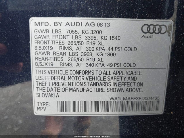 Aukcja sprzedaży 2014 Audi Q7 3.0 Tdi Premium, vin: WA1LMAFE3ED004435, numer aukcji: 45389858