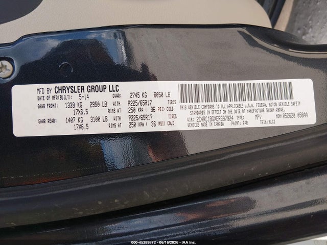 Aukcja sprzedaży 2014 Chrysler Town & Country Touring, vin: 2C4RC1BGXER397924, numer aukcji: 45389872