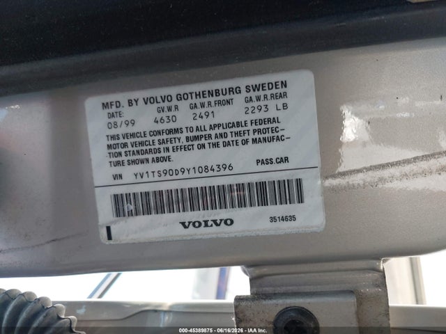 45389875 :رقم المزاد ، YV1TS90D9Y1084396 vin ، 2000 Volvo S80 T-6 مزاد بيع