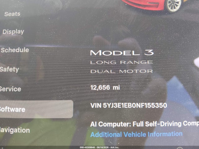 Продаж на аукціоні авто 2022 Tesla Model 3 Long Range Dual Motor All-wheel Drive, vin: 5YJ3E1EB0NF155350, номер лоту: 45389946