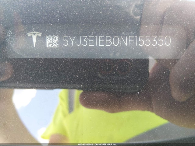 Продаж на аукціоні авто 2022 Tesla Model 3 Long Range Dual Motor All-wheel Drive, vin: 5YJ3E1EB0NF155350, номер лоту: 45389946