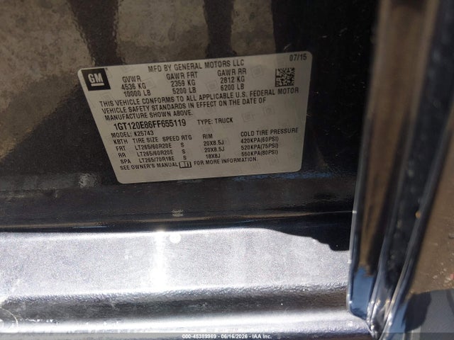 Aukcja sprzedaży 2015 Gmc Sierra 2500hd Available Wifi Denali, vin: 1GT120E86FF655119, numer aukcji: 45389969