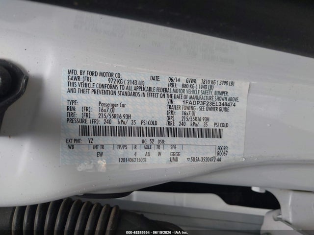 Продажа на аукционе авто 2014 Ford Focus Se, vin: 1FADP3F23EL348474, номер лота: 45389994