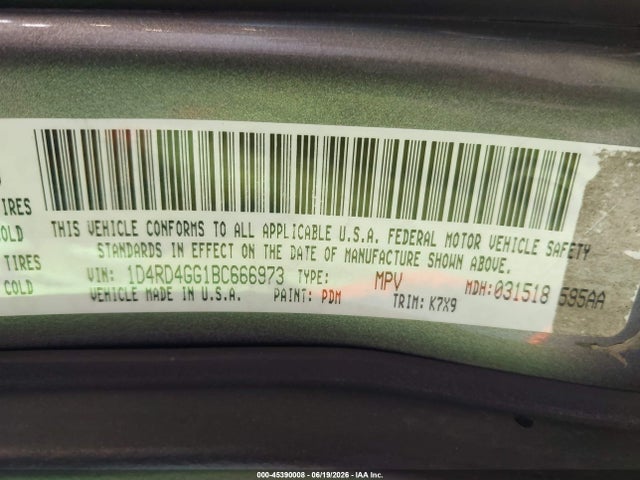 2011 Dodge Durango Crew მანქანა იყიდება აუქციონზე, vin: 1D4RD4GG1BC666973, აუქციონის ნომერი: 45390008